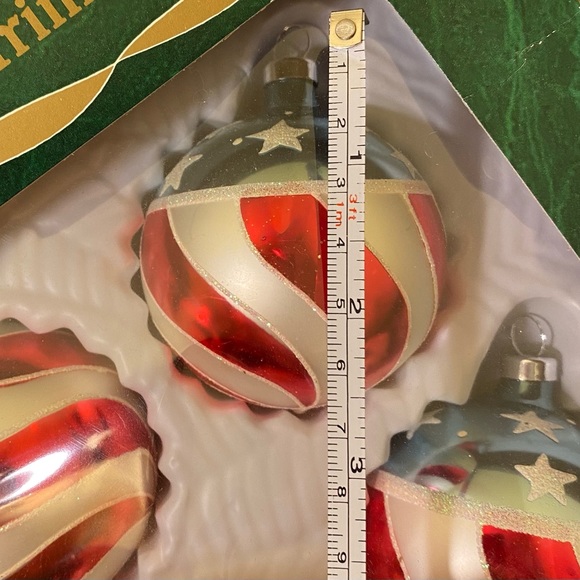 Patriotic Christmas Ornaments Set of 4 Stars and Stripes Red, White, and Blue - Picture 13 of 14